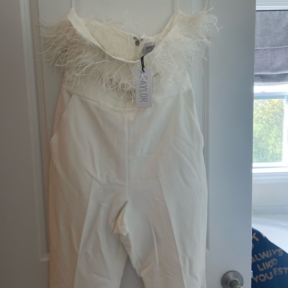 Saylor Janae feather strapless jumpsuit - Picture 4 of 4